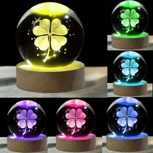 Veilleuse Boule de Cristal — Trèfle à 4 Feuilles