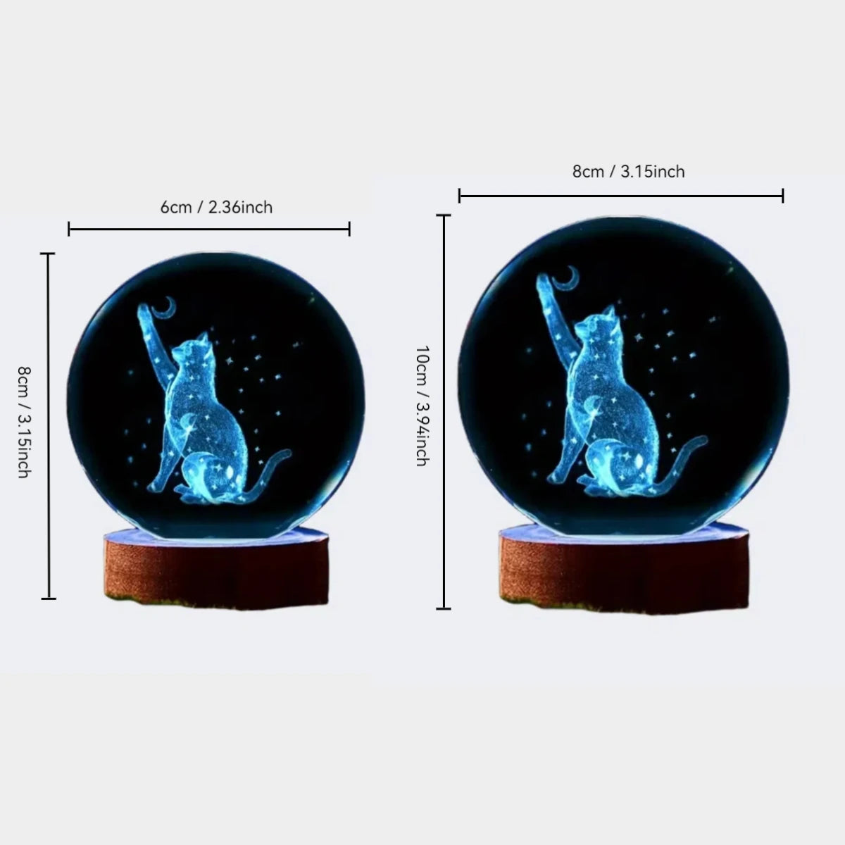 Veilleuse Boule de Cristal — Chat sous la Lune